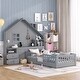 preview thumbnail 1 of 9, Twin Size House Bed with Window and Bedside Drawers, Platform Bed with Shelves and a set of Sockets and USB Port, Grey Grey