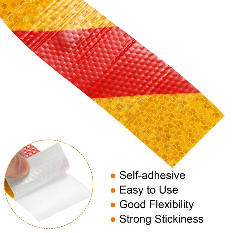Reflective Tape, 2 Roll 10 Ft x 2-inch Safety Tape Reflector, Yellow Red