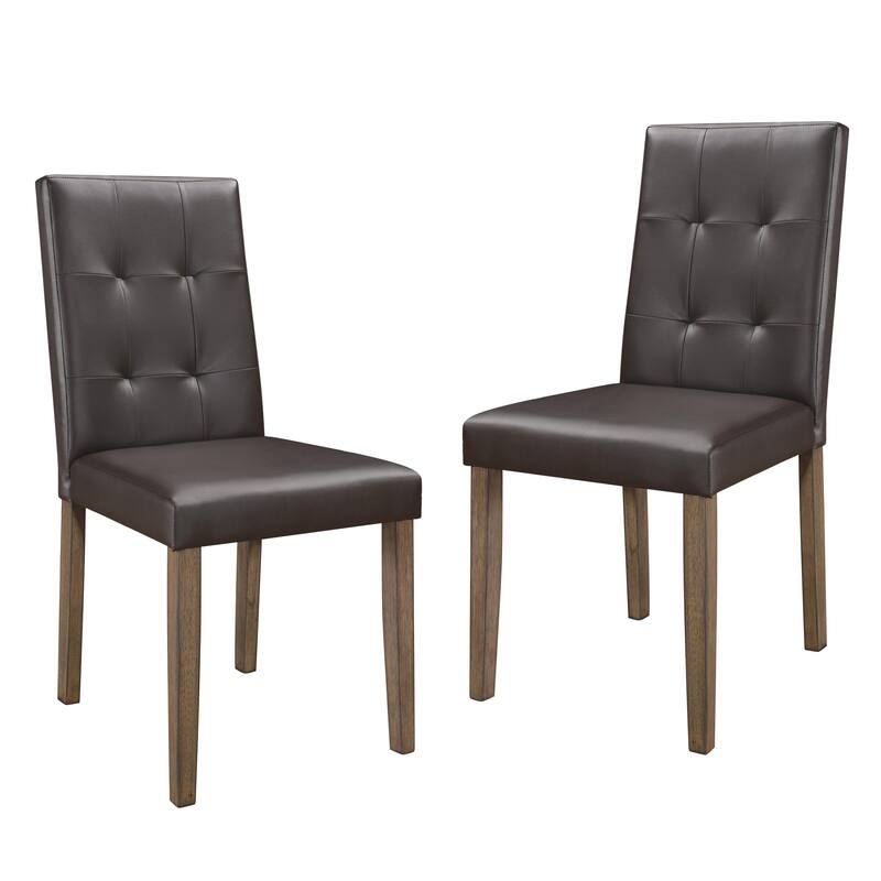 2pc Side Chairs Set,Wood Frame Faux Leather Back and Seat Dining Chair