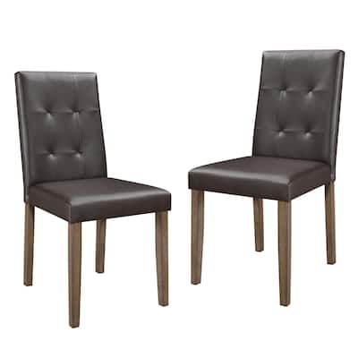 2pc Side Chairs Set,Wood Frame Faux Leather Back and Seat Dining Chair