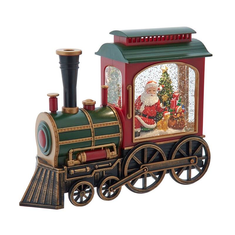 Kurt Adler 7.625-Inch Battery Operated LED Lighted Santa Train With Spinning Glitter Water