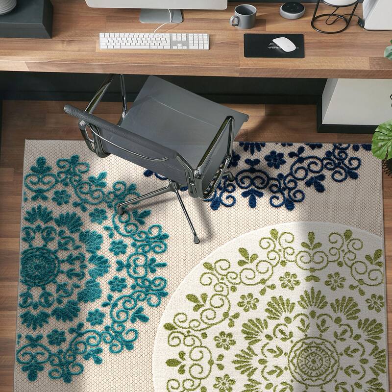 Verona Contemporary Floral Circles Indoor/Outdoor Area Rug