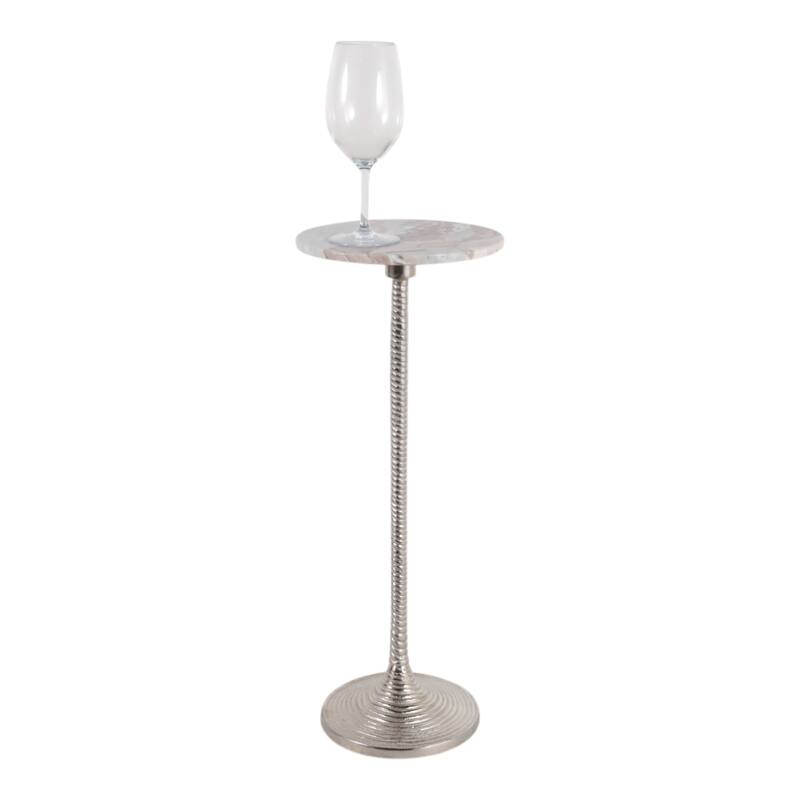 Metal and Stone Accent Table with Aluminum Base - Modern Stylish Side Table for Home Decor