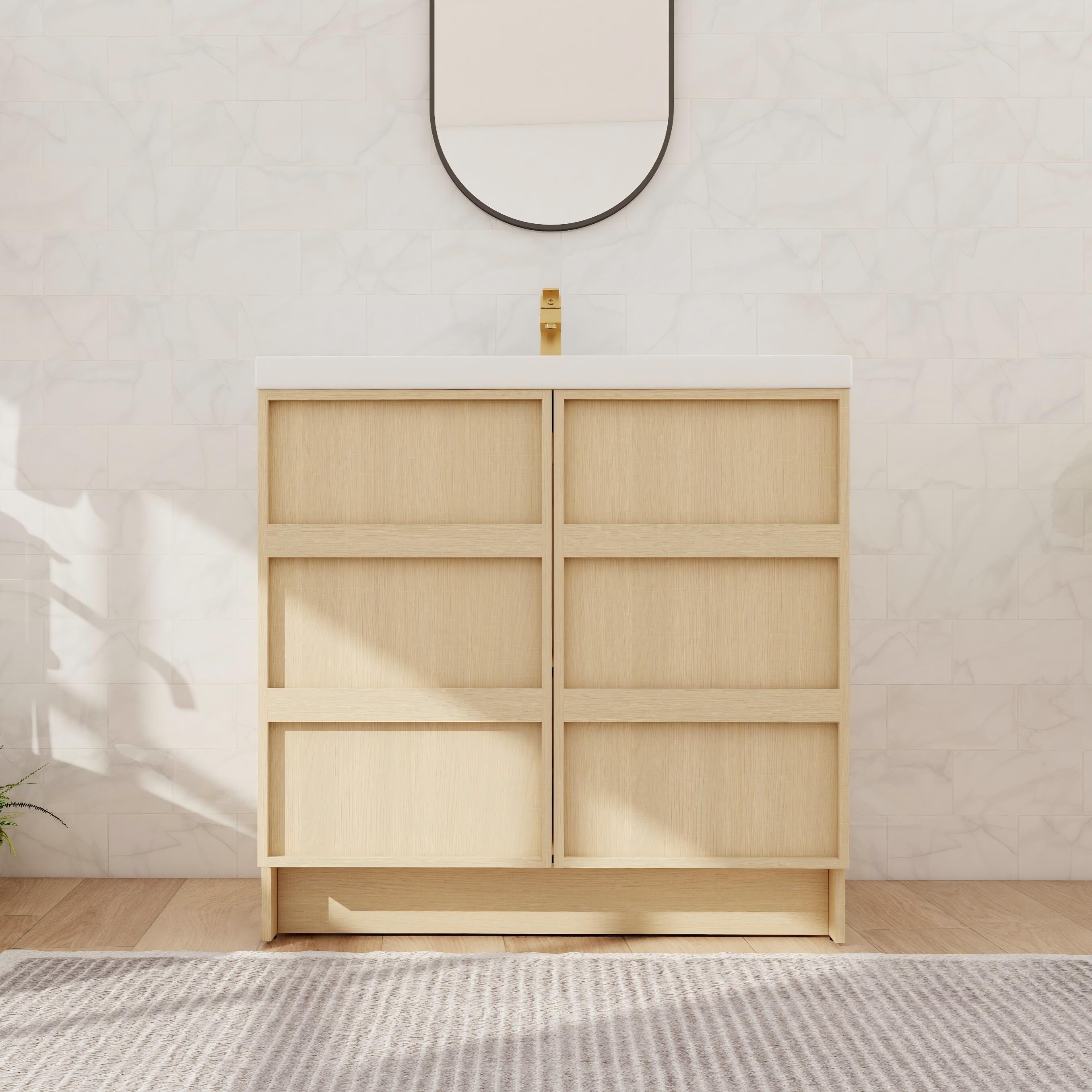 Beingnext 36"/42"/48" Bathroom Vanity with Sink, Freestanding Bathroom Vanity with Soft Close Door And Shelf