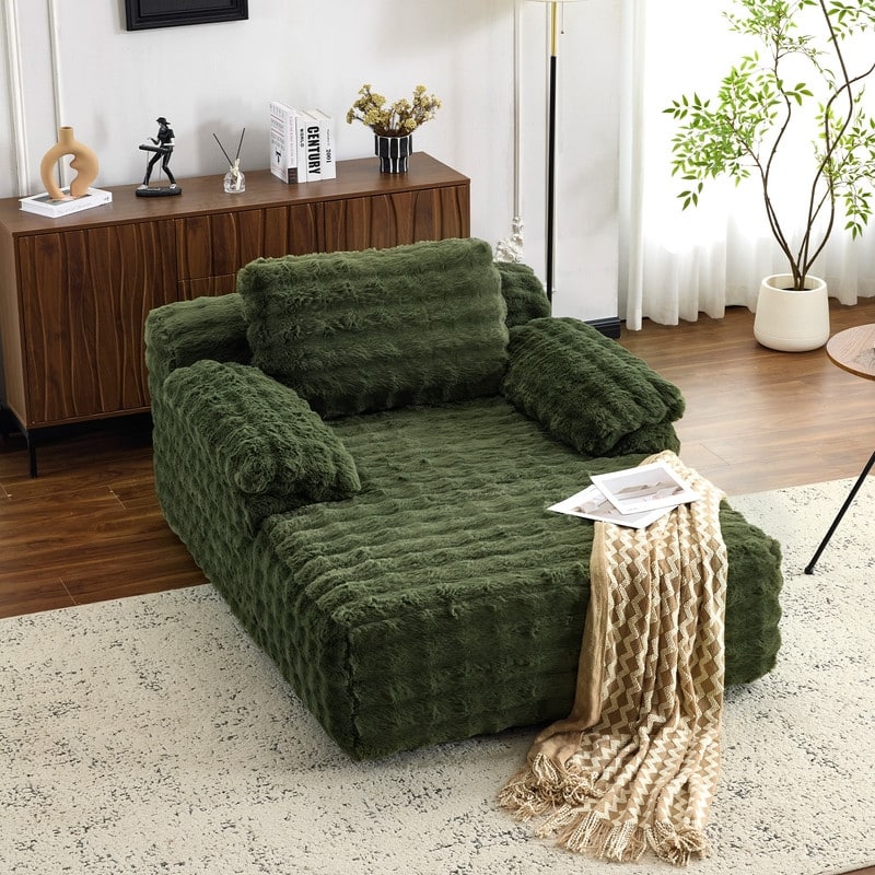 Upholstered Velvet Boneless Couch Sleeper Sofa Bed - Green