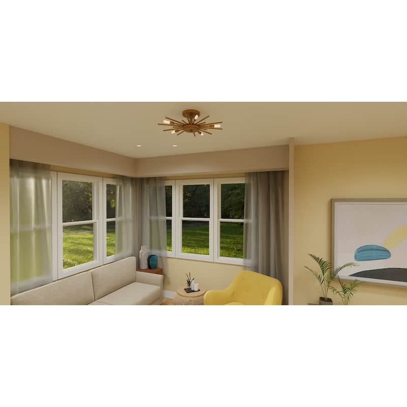 Mesquite 5-Light Weathered Brass Semi-Flush Mount Light