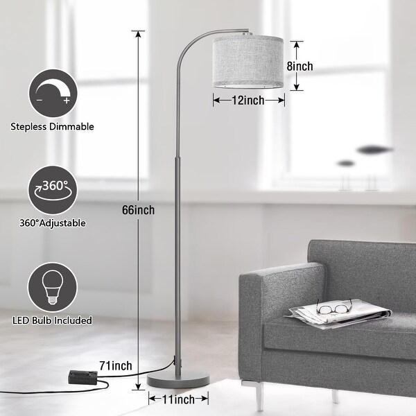 Arc Floor Lamps for Living Room Stepless Dimmable Standing Lamp with Adjustable Drum Shade Modern Arched Corner Light Bed Bath Beyond 39818387