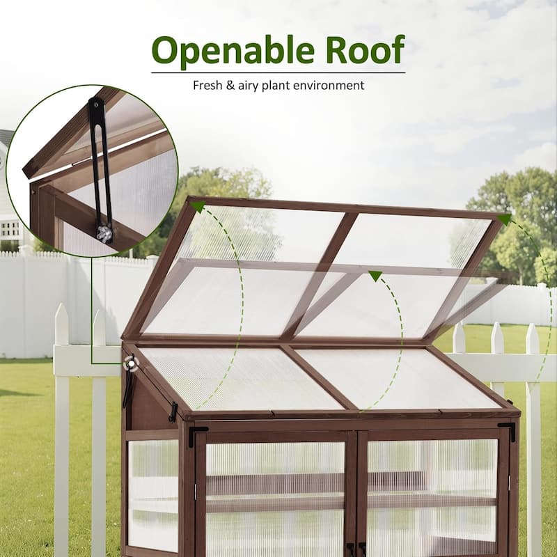 MCombo Cold Frame Greenhouse with Adjustable Shelves, Solid Wood 1344