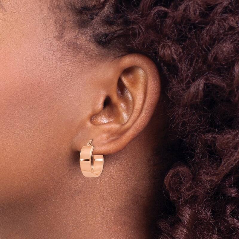 Curata 10k Rose Gold Polished 16x5.5mm Hoop Earrings