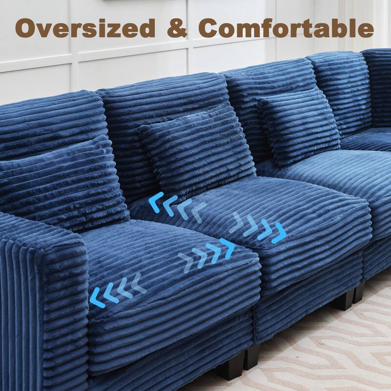 Multi-seat(3/4/5 seats) Corduroy Sectional Sofa, Modular Couch for Living Room & Business