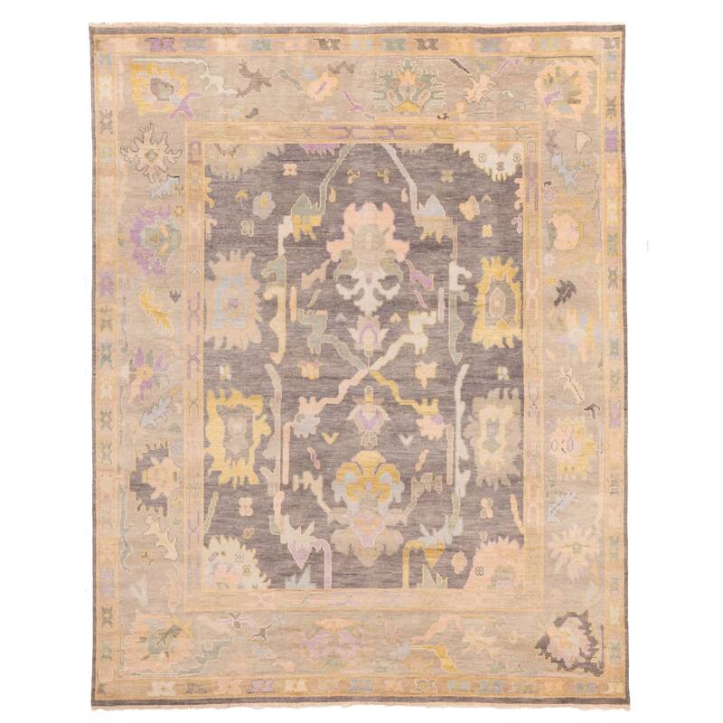 ECARPETGALLERY Hand-knotted Modern Oushak Dark Grey Wool Rug - 7'10 x 9'9