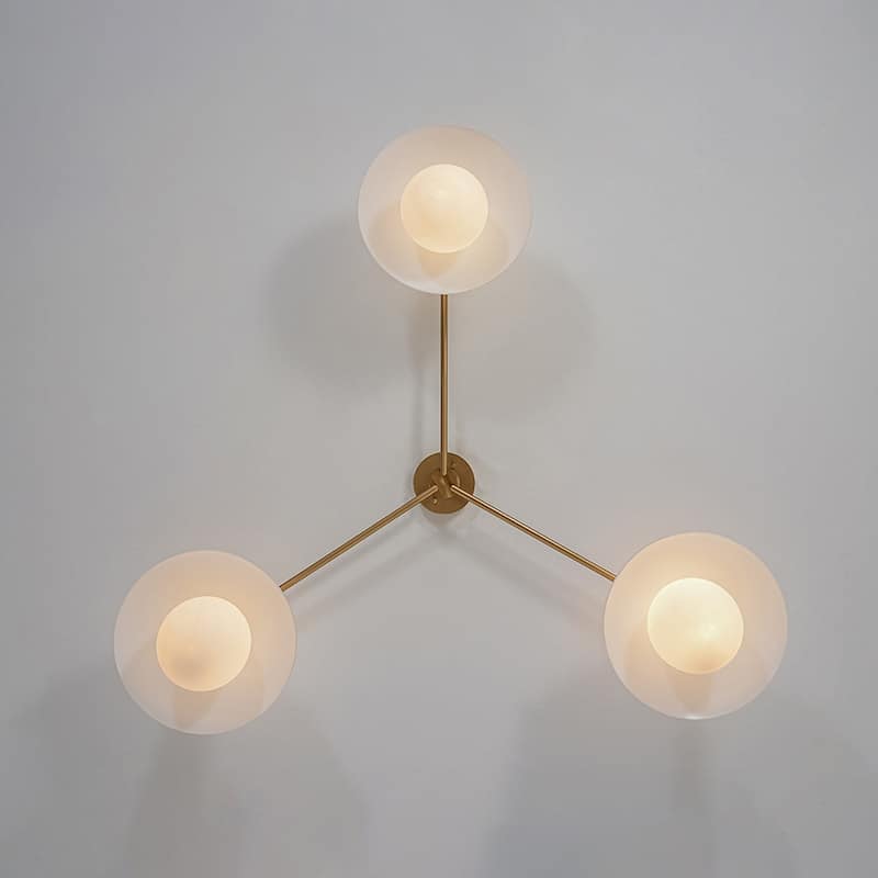 Mid-century 3-Light Frosted Glass Bud Orbit Semi-Flush Mount - 59.1 in