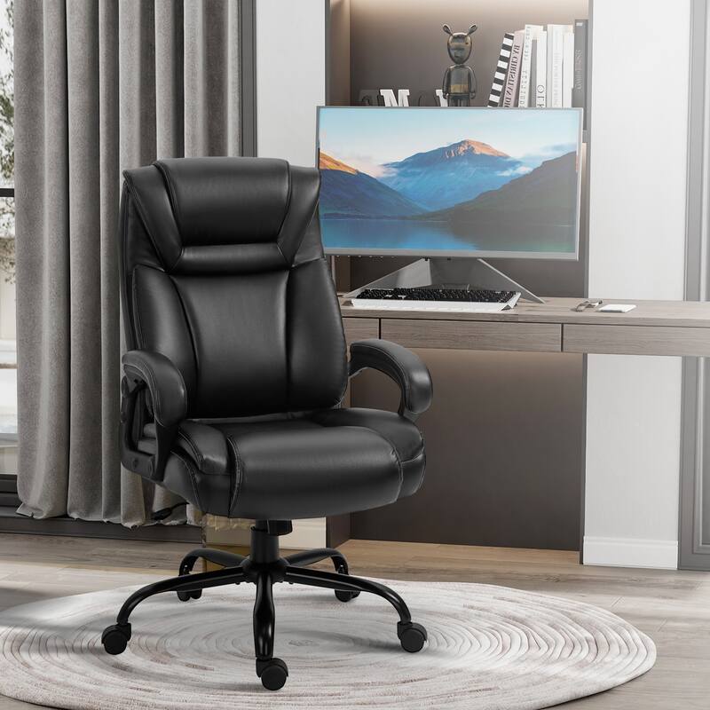 Big & Tall Executive Office Chair, 484 lbs Capacity, Wide Seat, Adjustable Height, Linen Fabric, Swivel Wheels