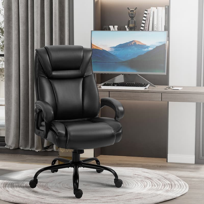 Vinsetto Big and Tall Executive Office Chair 400lbs Computer Desk Chair with High Back PU Leather Ergonomic Upholstery - Black