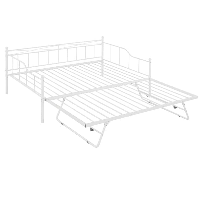 Full Size Metal Daybed with Twin Size Adjustable Trundle, Guest Room ...
