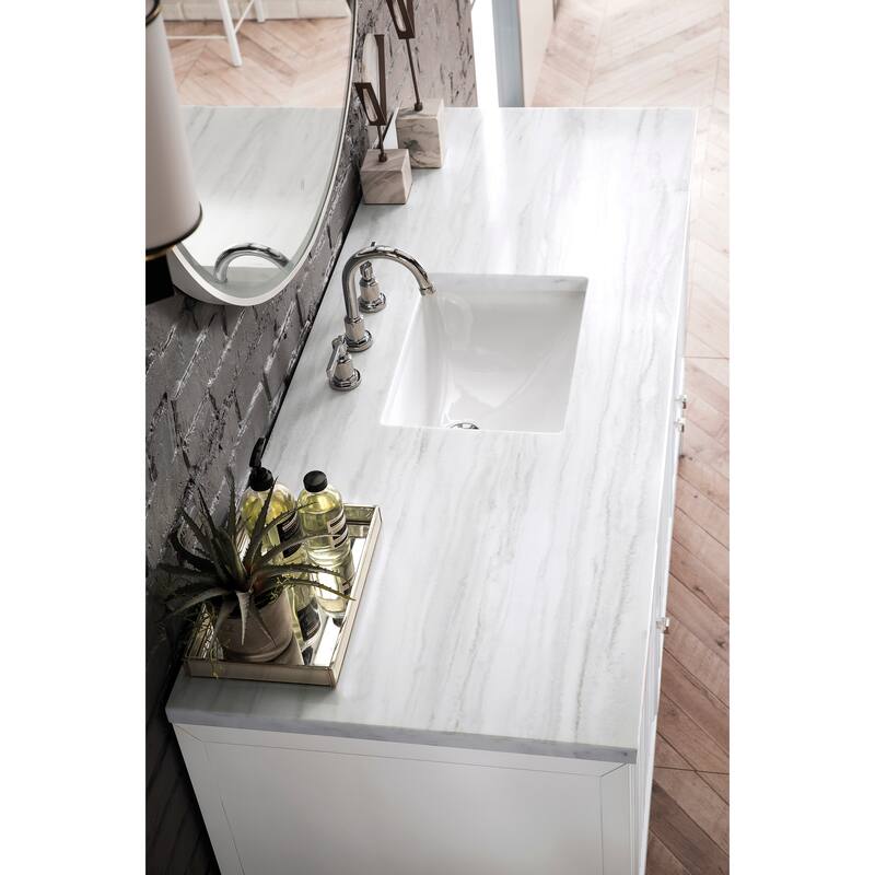James Martin Vanities Athens 60" Single Vanity Cabinet, Glossy White - Arctic Fall Solid Surface