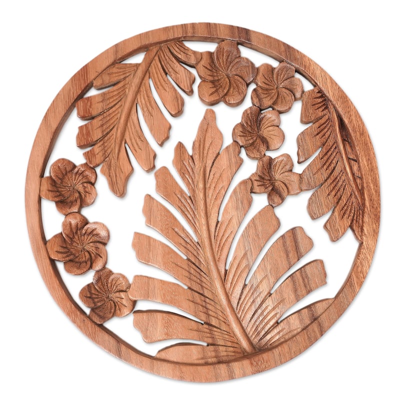 Novica Handmade Floral Jungle Wood Relief Panel