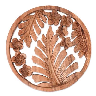 Novica Handmade Floral Jungle Wood Relief Panel