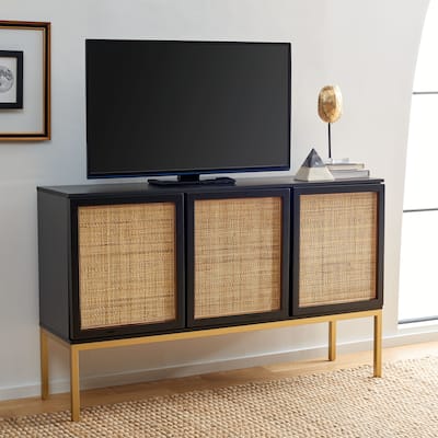 SAFAVIEH Zadie 2 Shelf Rattan Sideboard - 54 in. W x 15 in. D x 33 in. H