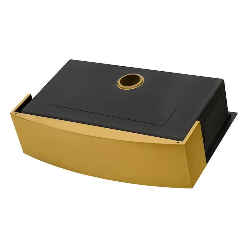 Ruvati 33-inch Matte Gold Workstation Apron-Front Brass Tone Stainless Steel Kitchen Sink - 33" X 22' - 33" X 22'