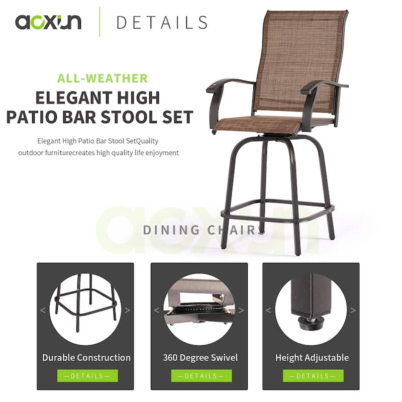 Aoxun Outdoor Metal Bar Height Swivel Bistro Set
