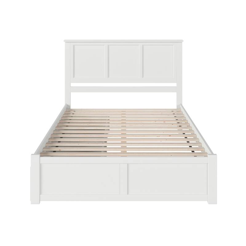 Madison King Platform Bed with Footboard and 2 Drawers in White