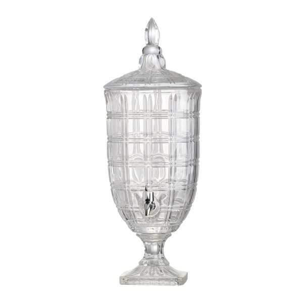 slide 2 of 5, A&B Home Clear and Polished Silver 21-inch Grid Pattern Lidded Drink Dispenser