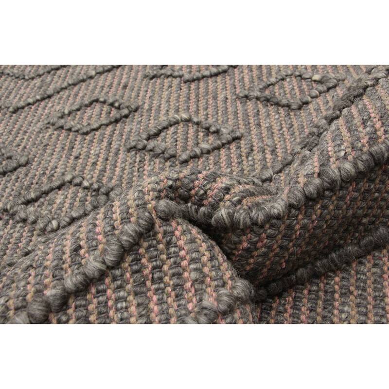 ECARPETGALLERY Braid weave Sienna Grey Wool Rug - 6'1 x 8'5