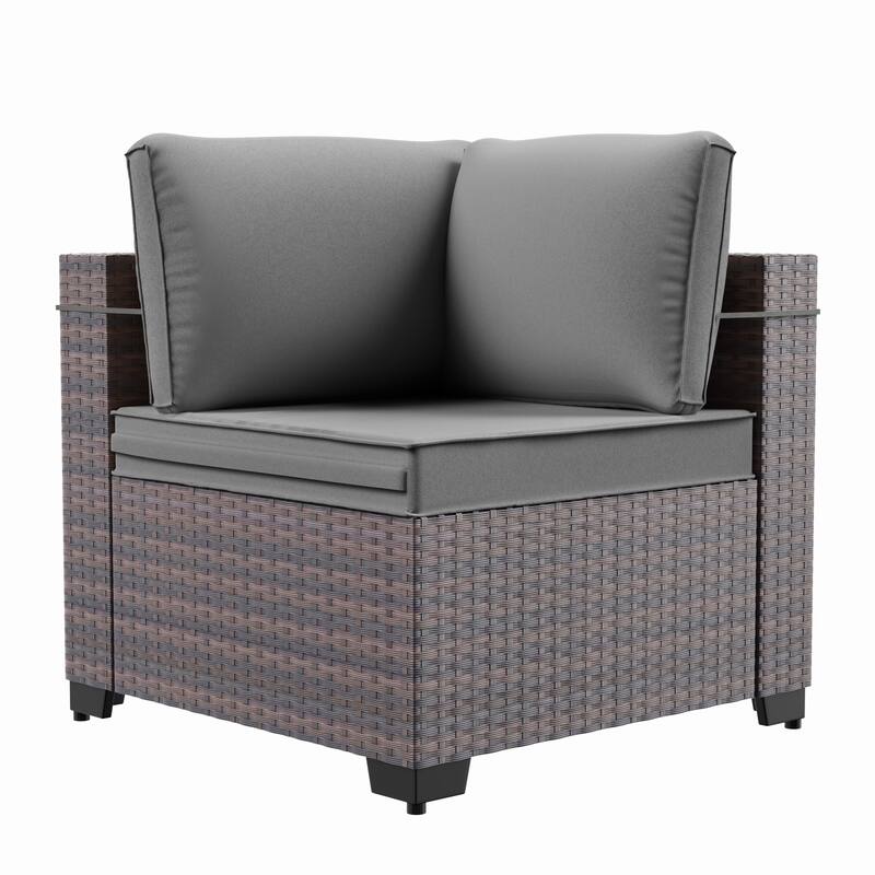 7-Piece Patio Furniture Set, Wicker Outdoor Seatings Conversation Sofa with Side Table - 7-Pieces