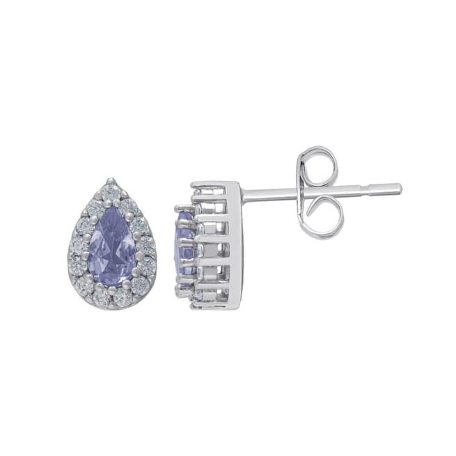 Victoria Townsend .925 Sterling Silver Genuine Tanzanite & Lab White Sapphire pear Stud Earring.