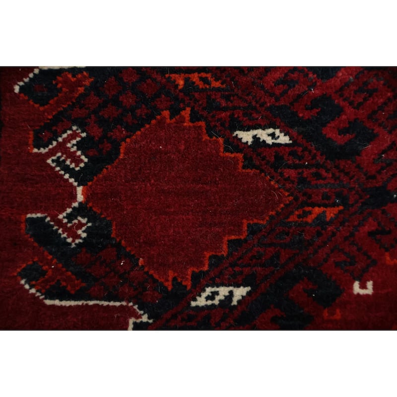 Hand Knotted Oriental 100% Wool Carpet Traditional Geometric Red Balouch Area Rug - 6' 9'' X 3' 6''