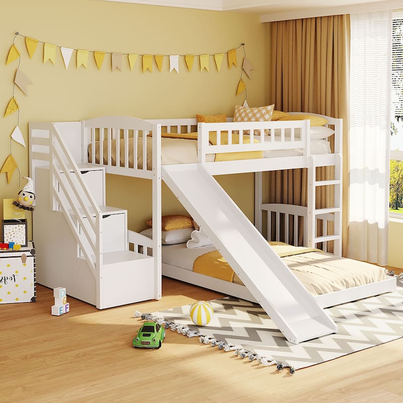 Stairway Bunk Bed with 2 Drawers and Slide