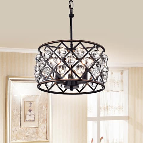 Oil Rubbed Bronze 3-Light Drum Pendant with crystals - Oil Rubbed Bronze