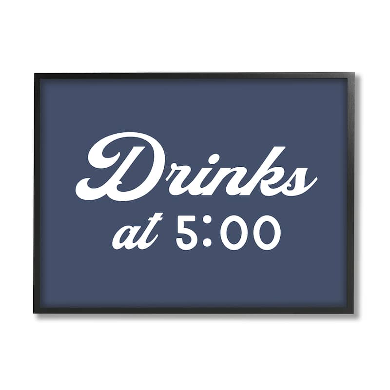 Stupell Drink at Five Fun Nautical Party Sign Framed Wall Art, Design by Daphne Polselli - Blue