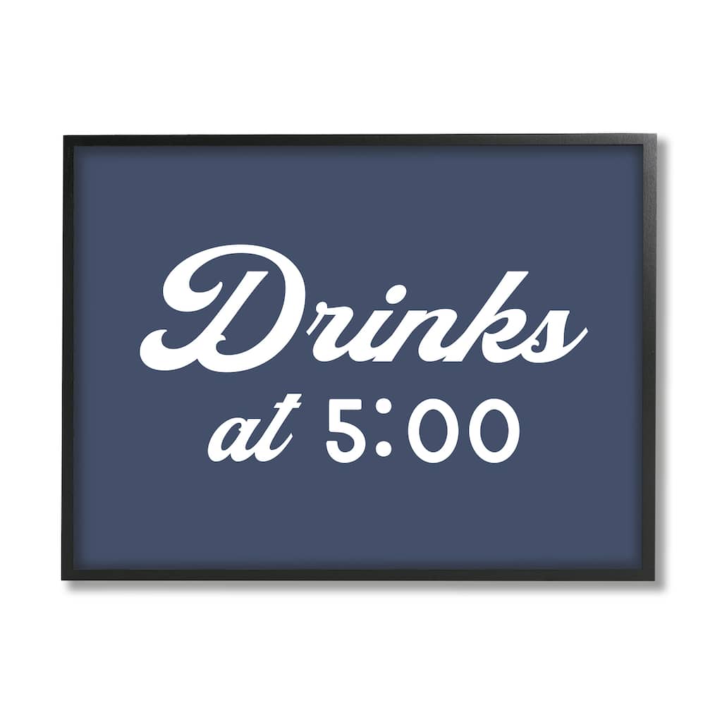 Stupell Drink at Five Fun Nautical Party Sign Framed Wall Art, Design by Daphne Polselli - Blue