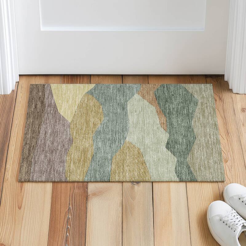 Machine Washable Indoor/ Outdoor Modern Dacono Chantille Rug