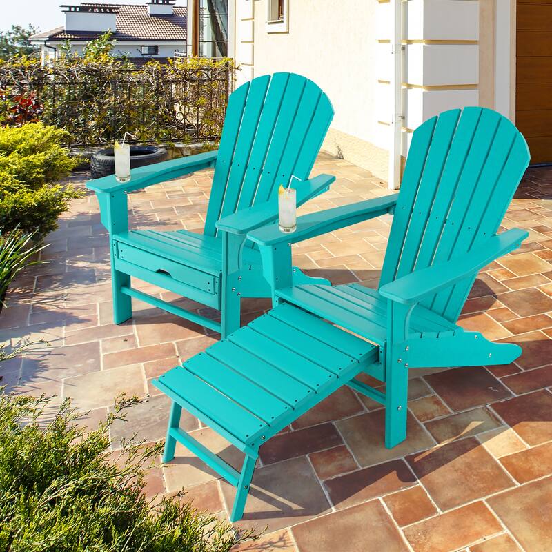 Costway 2 PCS Outdoor Patio HDPE Adirondack Chair Beach Seat - 29''x 53''x 37.5''