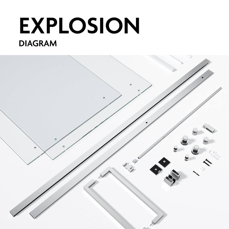 Glassic SI Series 44" - 48" W x 75" H Contemporary Frameless Single Sliding Shower Doors With 3/8" Clear Tempered Glass