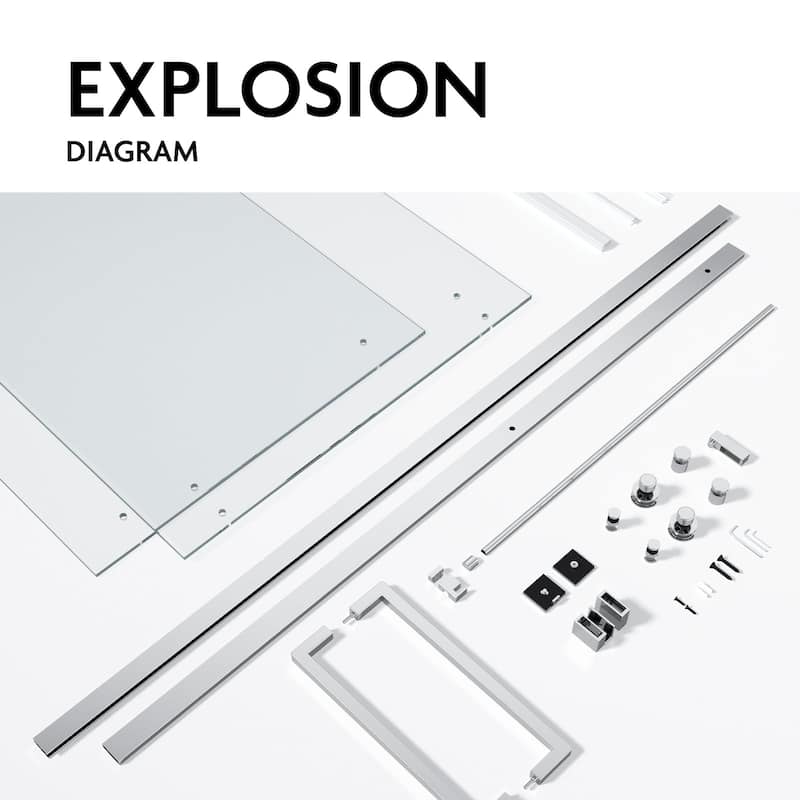 Glassic SI Series 62" - 66" W x 75" H Contemporary Frameless Single Sliding Shower Doors With 3/8" Clear Tempered Glass