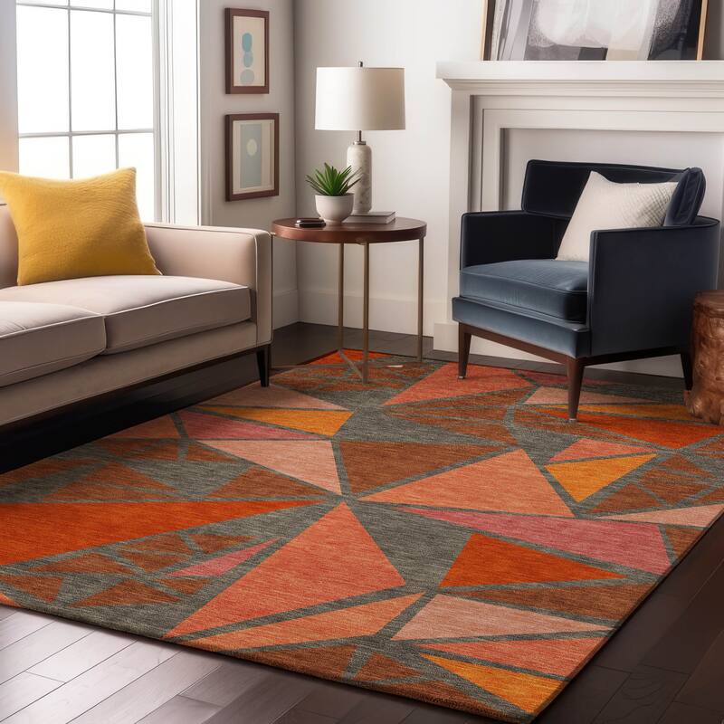 Premium Washable Super Soft Contemporary Mosaic Mayfield Rug - Rust - 2'6" x 3'10"