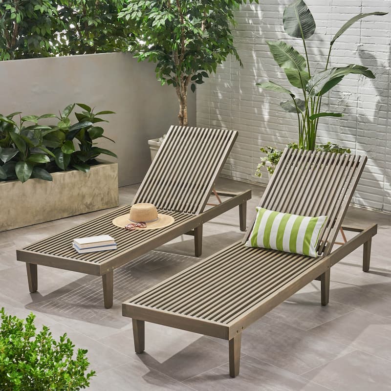 Nadine Outdoor Chaise Lounges (Set of 2) by Christopher Knight Home - Grey