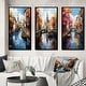 preview thumbnail 1 of 5, Designart "Beige Canal Vibrant Waterways Bold III" Cityscapes Framed Wall Art Set Of 3 For Home Decor 38 in. wide x 20 in. high - 3 Panels - Black