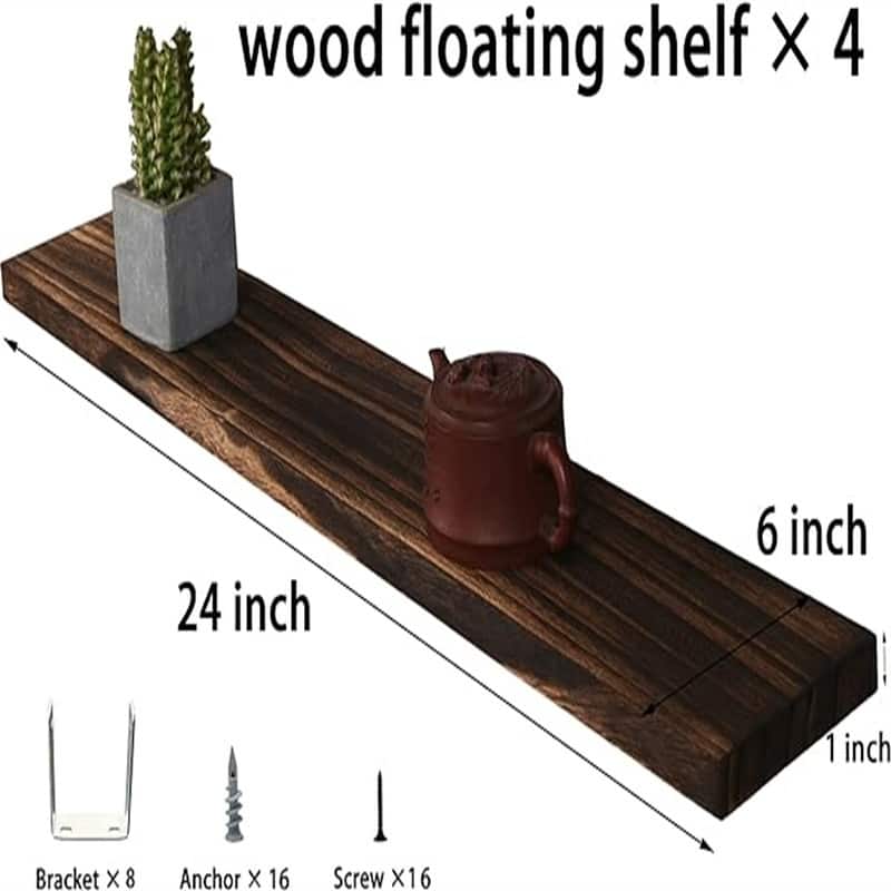 Wall Mounted Farmhouse Wooden Wall Shelf - 36"D x 6"W x 4"H