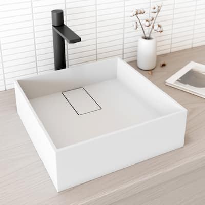 VIGO Bryant 15"L x 15"W x 5"H Matte Stone Square Bathroom Vessel Sink