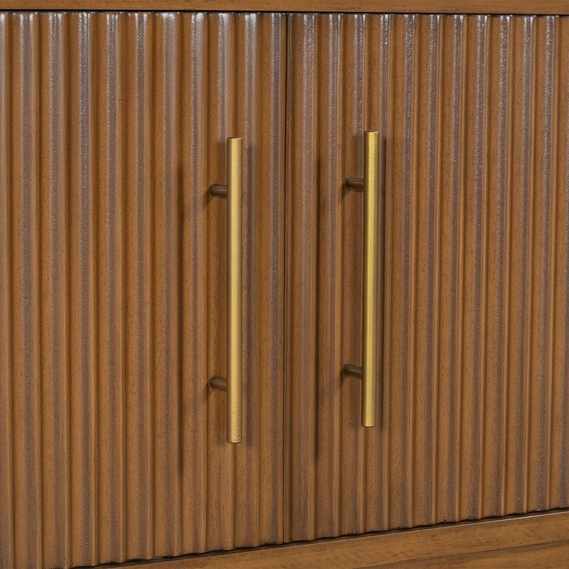 Modern TV Stand with Vertical Striped Sliding Doors for TVs Up to 75"