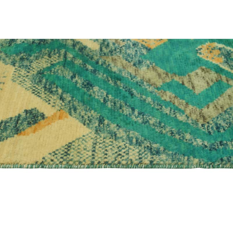Balochi Zareen Ivory/Turquoise Rug - 3'1" x 4'9"