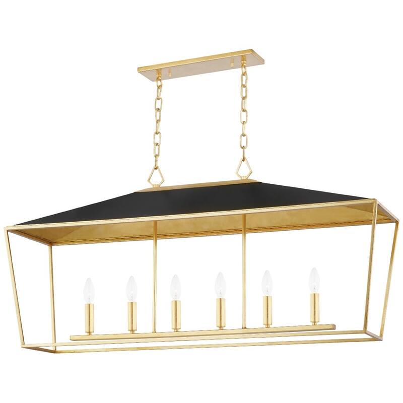 Hudson Valley Lighting 5748 Paxton 6 Light 48" Wide Taper Candle Style - Gold Leaf / Black
