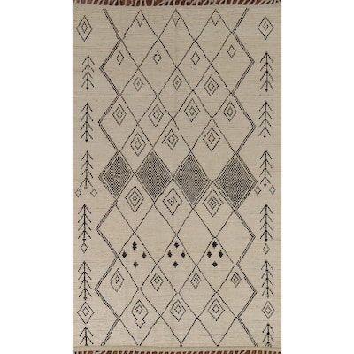 Trellis Moroccan Oriental Area Rug Handmade Wool Carpet - 5'6"x 9'8"