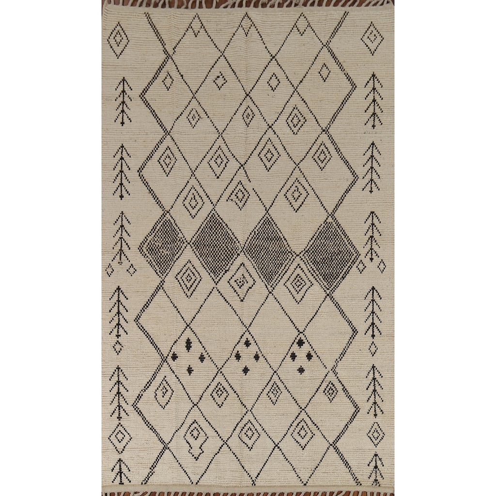 Trellis Moroccan Oriental Area Rug Handmade Wool Carpet - 5'6"x 9'8"