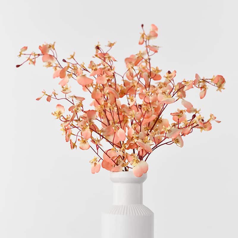 Coral Pink Silk Decorative Artificial Dancing Lady Orchid Faux Flowers(Pack of 1 Branch)